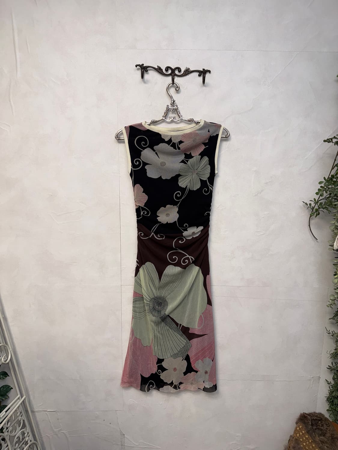 Kay Unger black pink oriental flower ops 상품이미지7