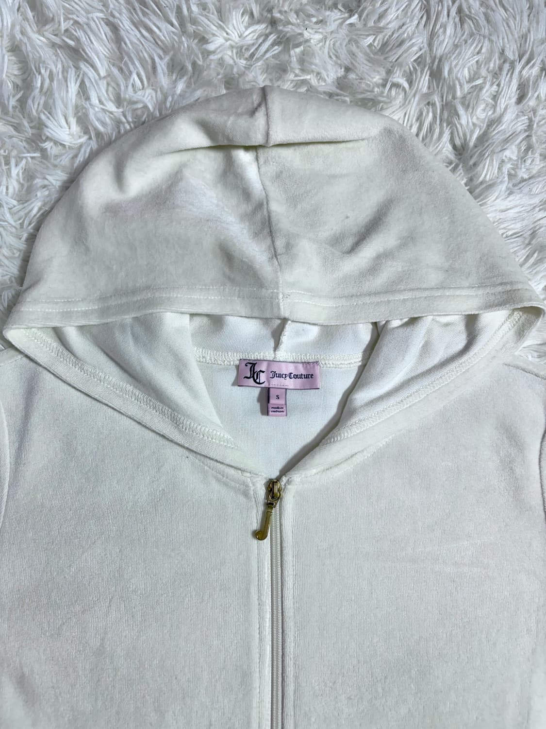 쥬시꾸띄르 빅로고 화이트 벨벳 후드집업  상품이미지8