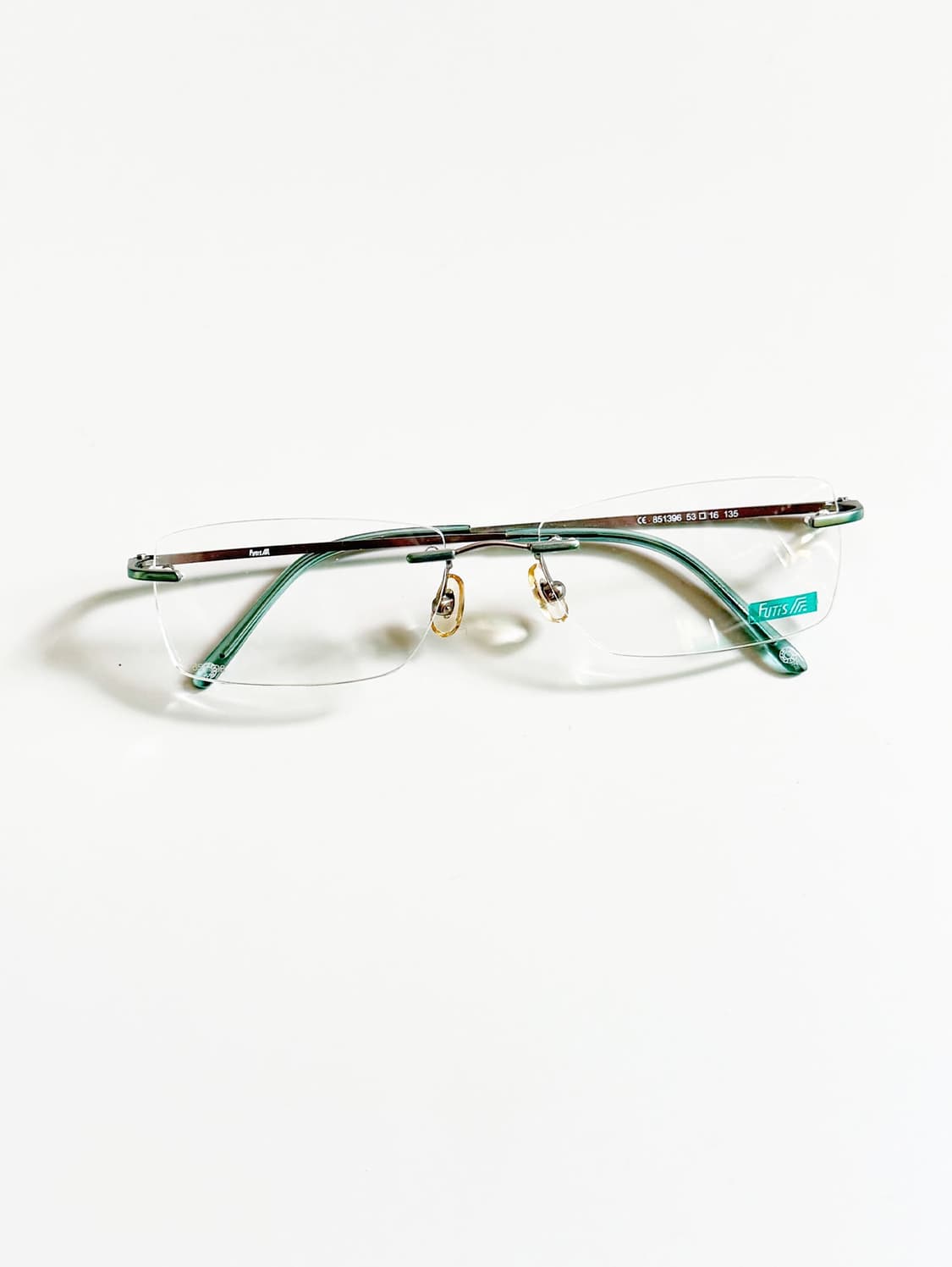 90s FUTIS 무테 스퀘어 메탈 프레임 빈티지 안경 상품이미지1