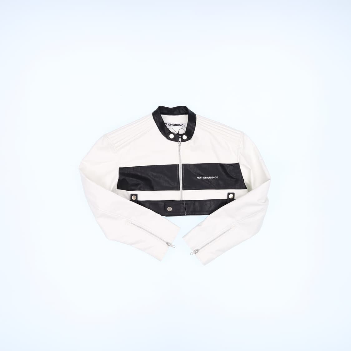 [실측확인] 새상품 낫노잉 여성 크롭 레이싱 레더 자켓 0120J 상품이미지1