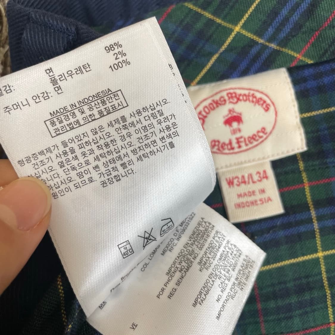 브룩스 브라더스 네이비 홀리 자수 치노 팬츠 34 상품이미지5