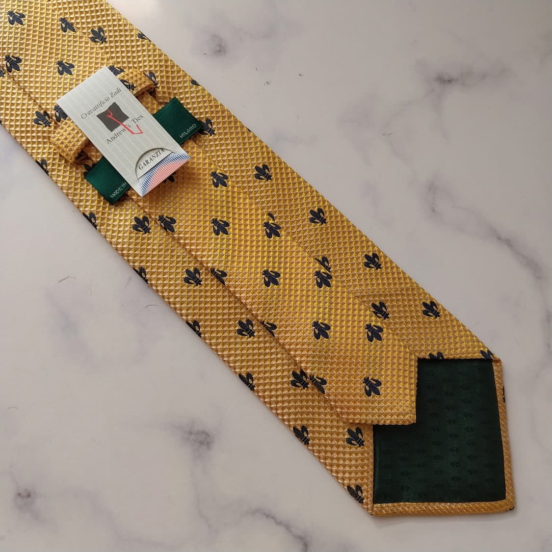 앤드류스 타이 실크 옐로우 패턴 넥타이 9.5cm 새제품 K1909
 상품이미지7