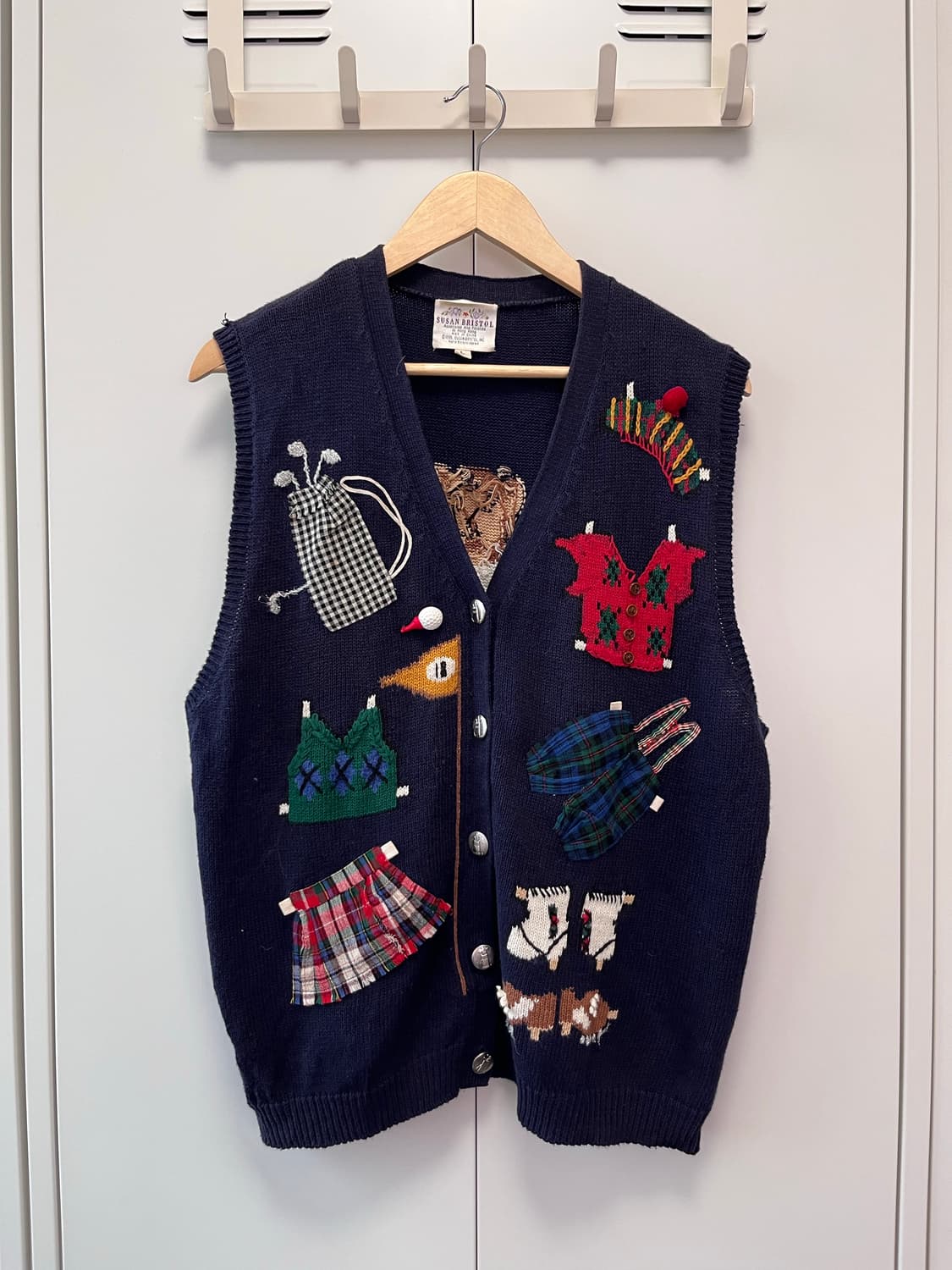 (Rare) Susan bristol 핸드메이드 자수 패치 니트 조끼 상품이미지3