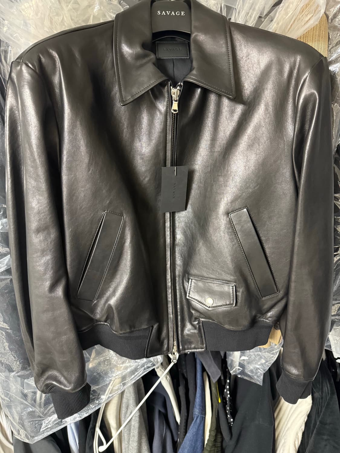 세비지 / 싱글 레더 블루종 / M 상품이미지4