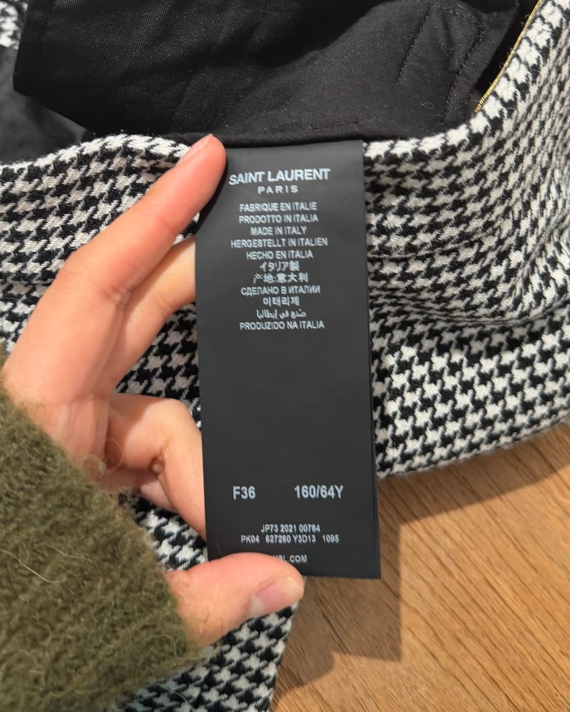 생로랑 블랙화이트 하운드투스 체크 패턴 팬츠 상품이미지9