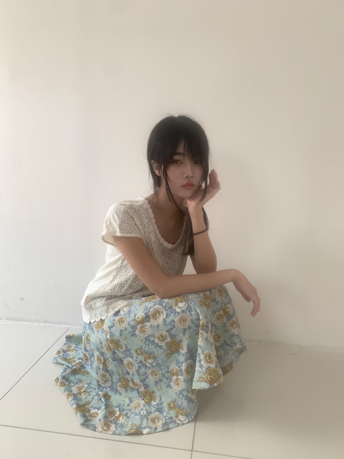 Floral long skirt(mint) 상품이미지8