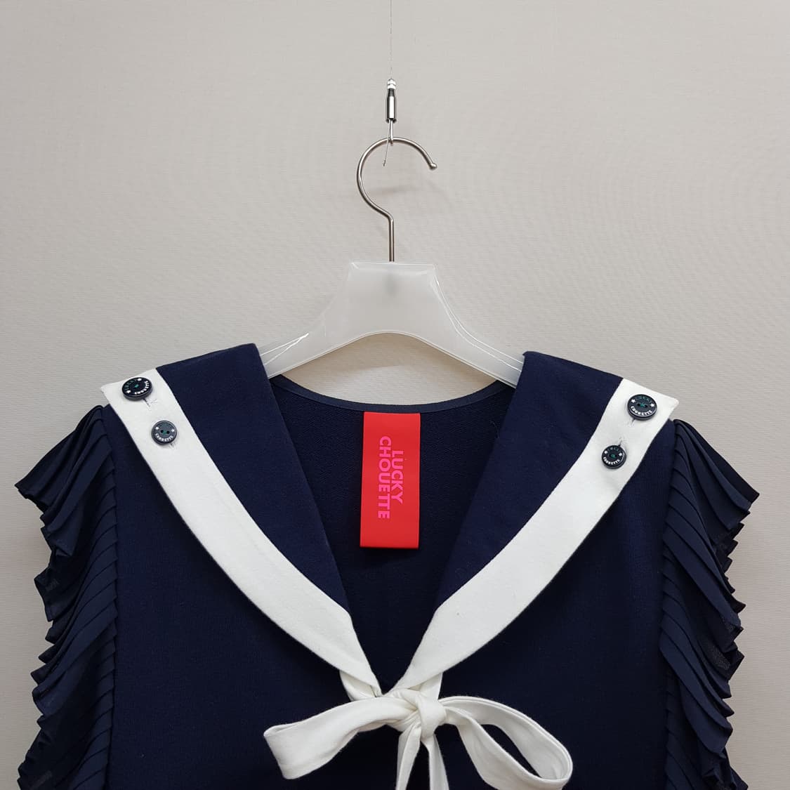  럭키슈에뜨 세일러 카라 리본 포인트 원피스 36사이즈 상품이미지3