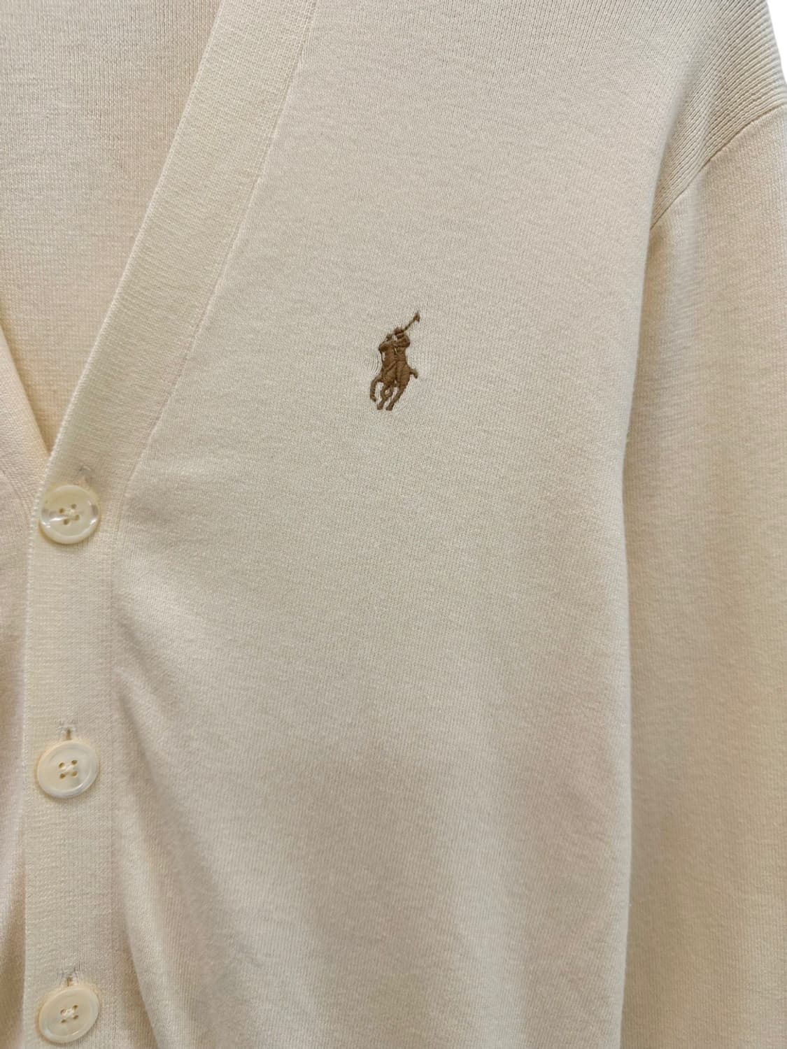 폴로 피마코튼 니트 가디건 크림 (XS~S) 상품이미지3