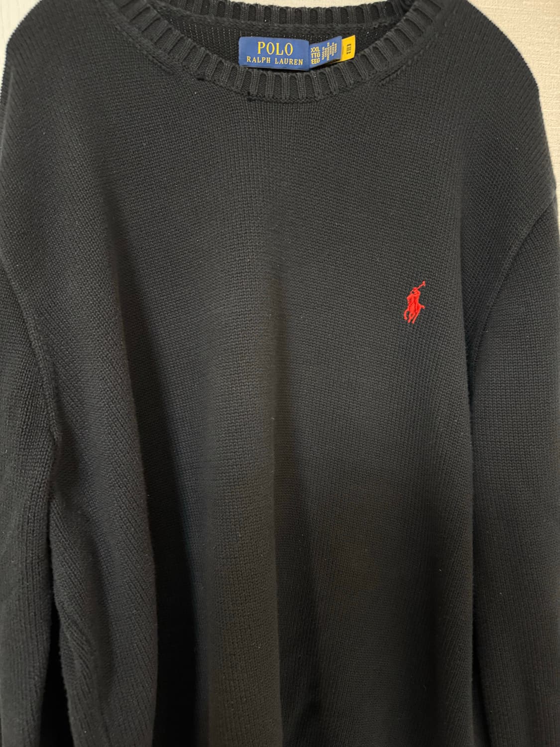 (23FW 정품) 폴로 코튼 니트 블랙 XXL 상품이미지1