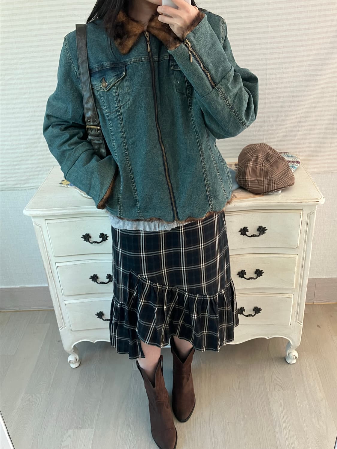 jpn vintage 안감 퍼 청자켓 y2k 스트릿 갸루 펑키 상품이미지5