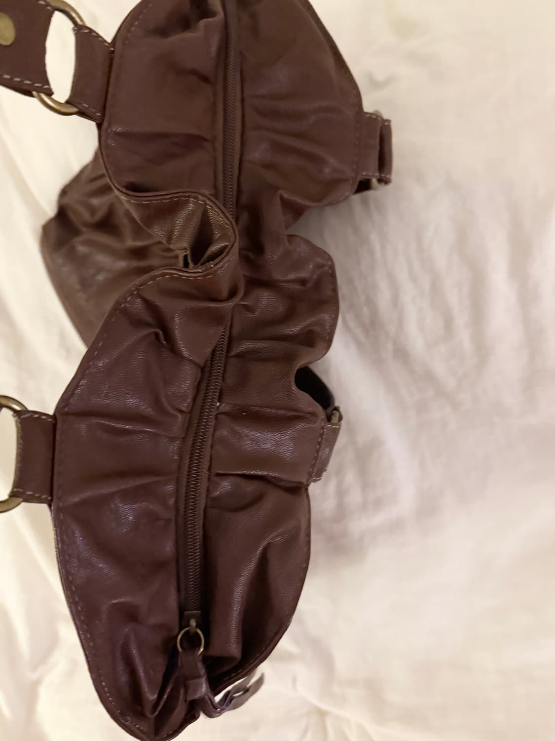 오리엔탈 그런지페어리 브라운 레더 셔링 숄더백 모리걸 하구미 보헤미안 상품이미지4