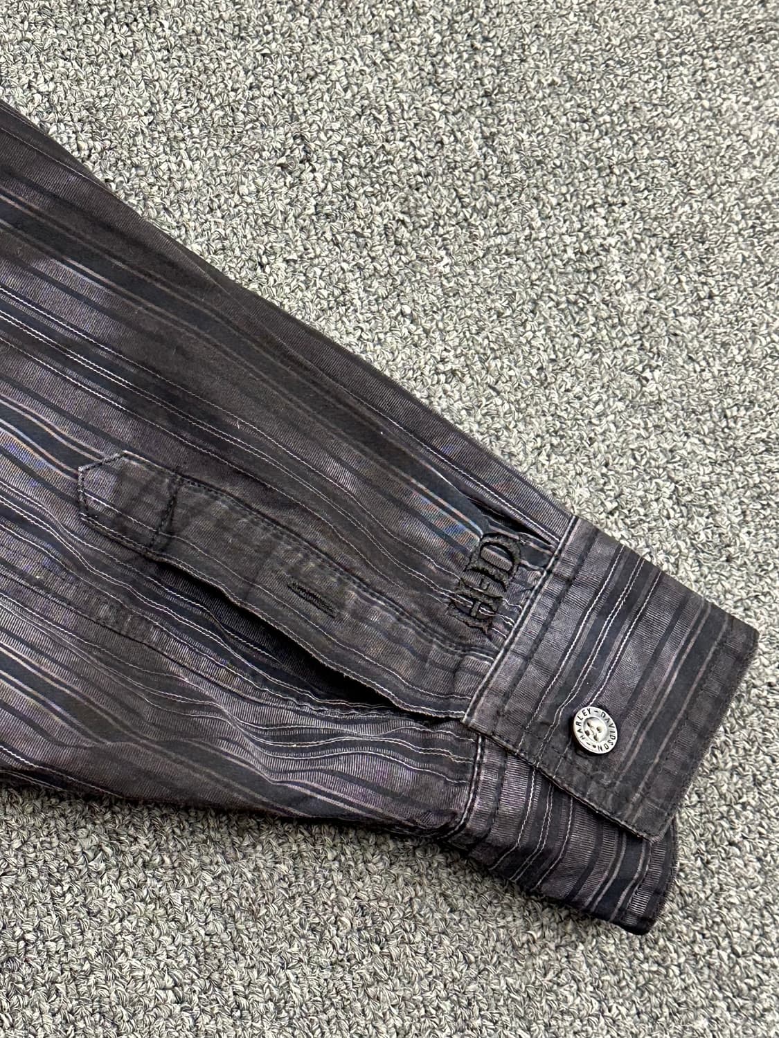 3XL)할리데이비슨 vintage 스트라이프 후면 패치 긴팔셔츠 상품이미지4