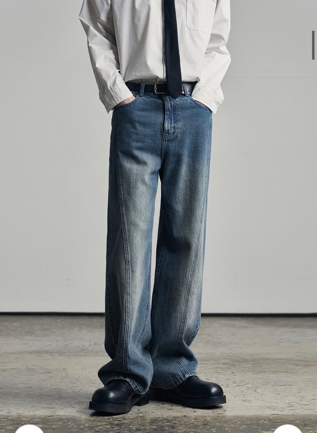 (L) 아워데이즈 웨이비 커브드 와이드 데님 팬츠 [BLUE] 판매 상품이미지6