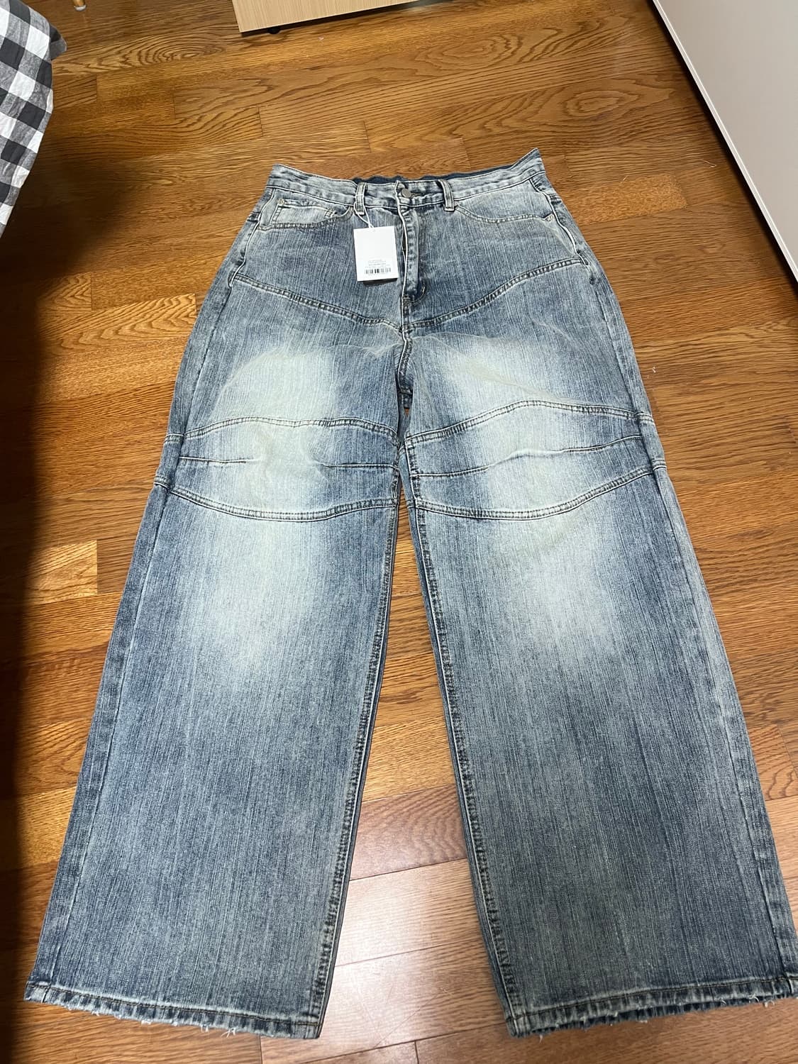 어웬드 블루 와이드 바이커 진 1 상품이미지3