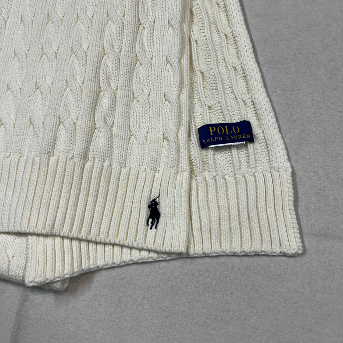 폴로 랄프로렌 케이블 니트 머플러 아이보리 상품이미지4