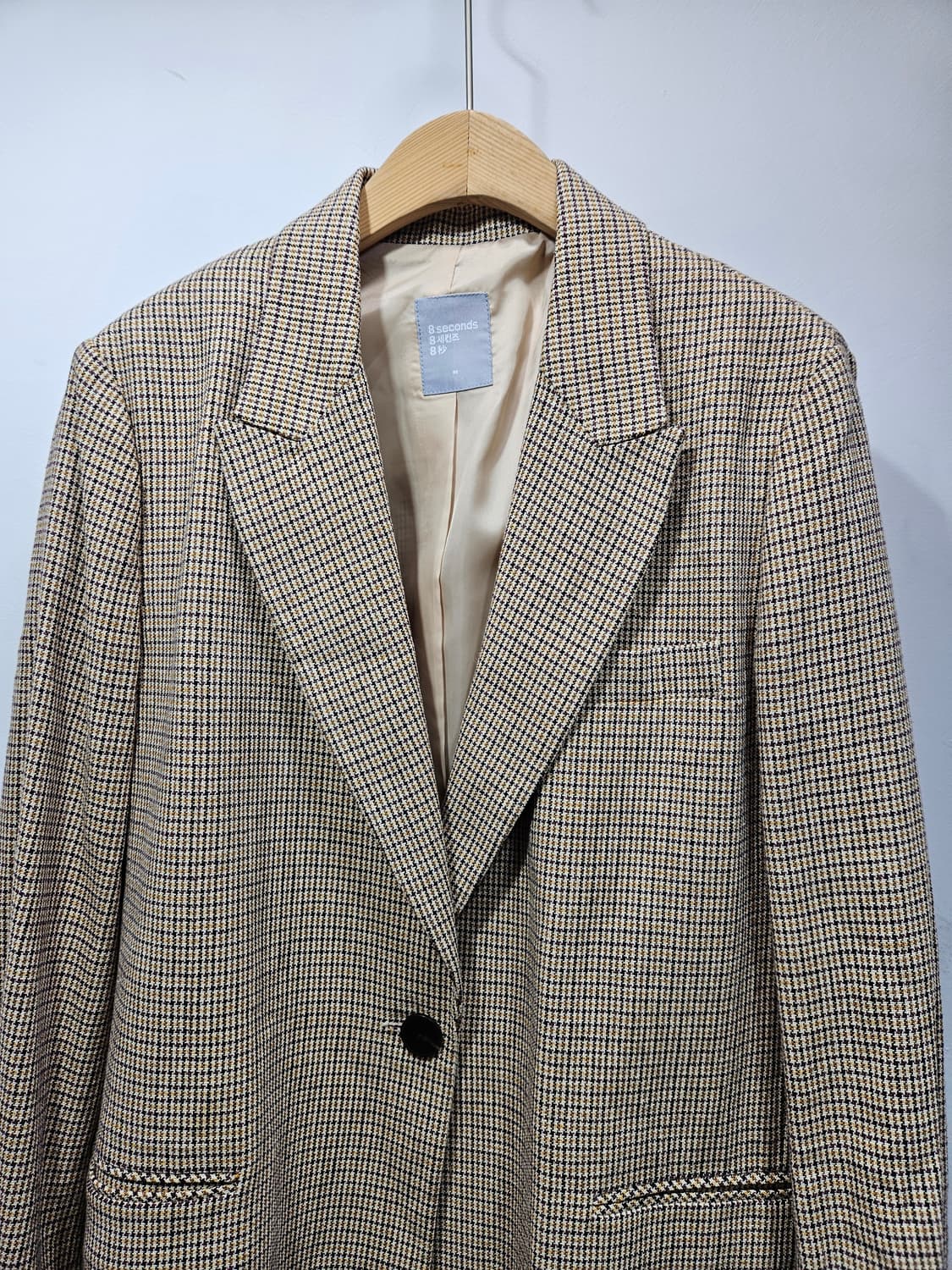 에잇세컨즈 원버튼 체크무늬 린넨 블레이저 M 상품이미지4