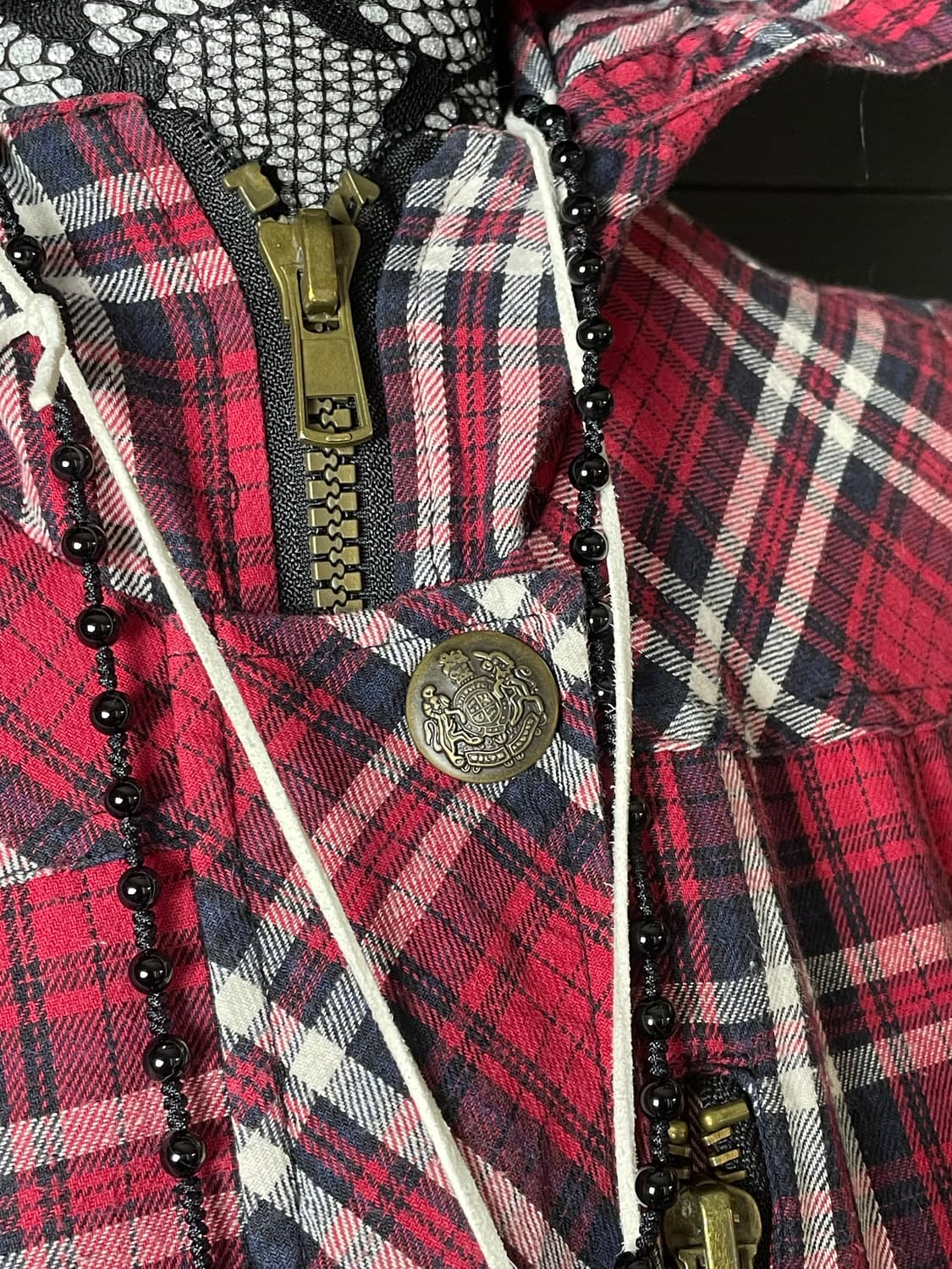 SKY BOMBER 스카이봄버 펑크 레드 체크 패턴 버튼 자켓 상품이미지4