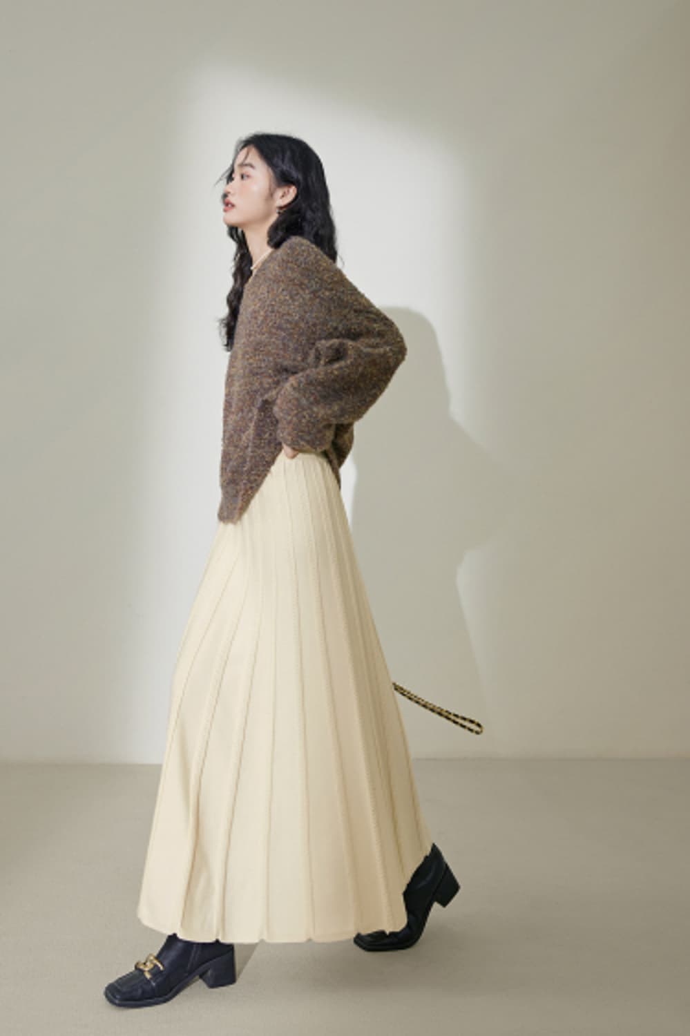 쿠오세 KUOSE 니트 롱스커트 아이보리 상품이미지1