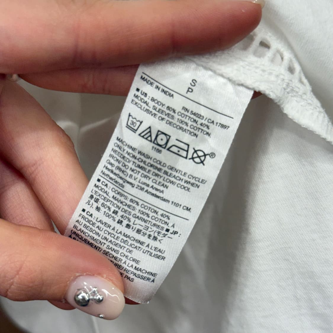 바나나 리퍼블릭 자수 퍼프 슬리브 반팔 티셔츠 코튼 블라우스 화이트 상품이미지8