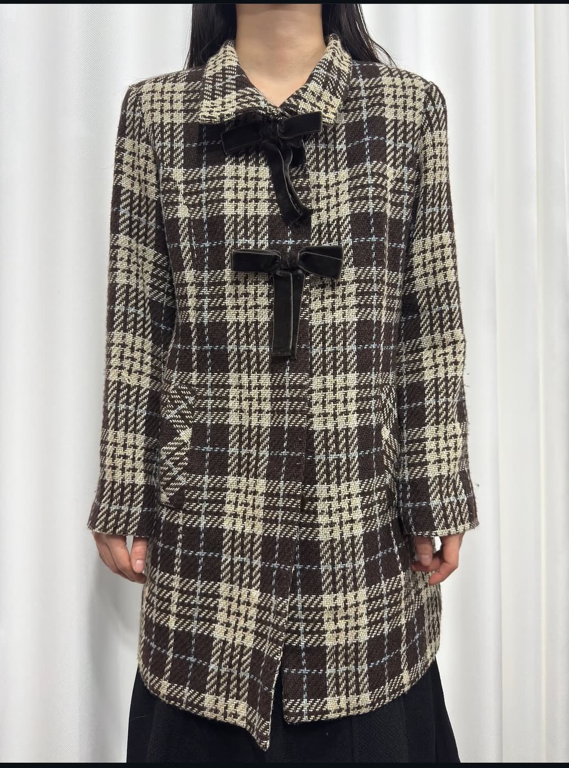 check ribbon wool coat 상품이미지1