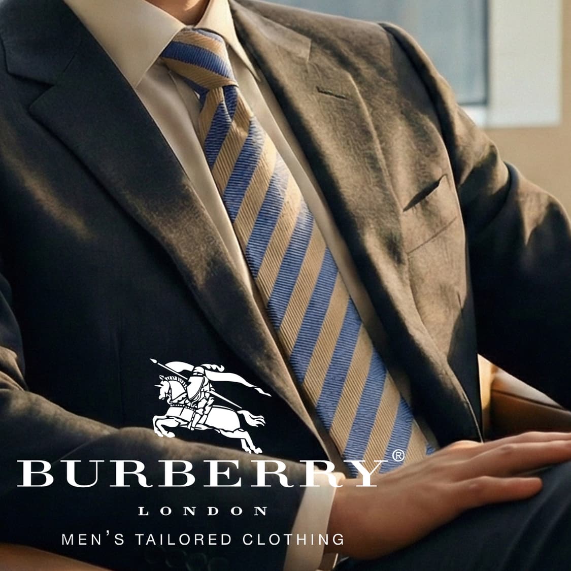 버버리 넥타이 베이지 블루 스트라이프 8.9cm A+등급 K2144 상품이미지1