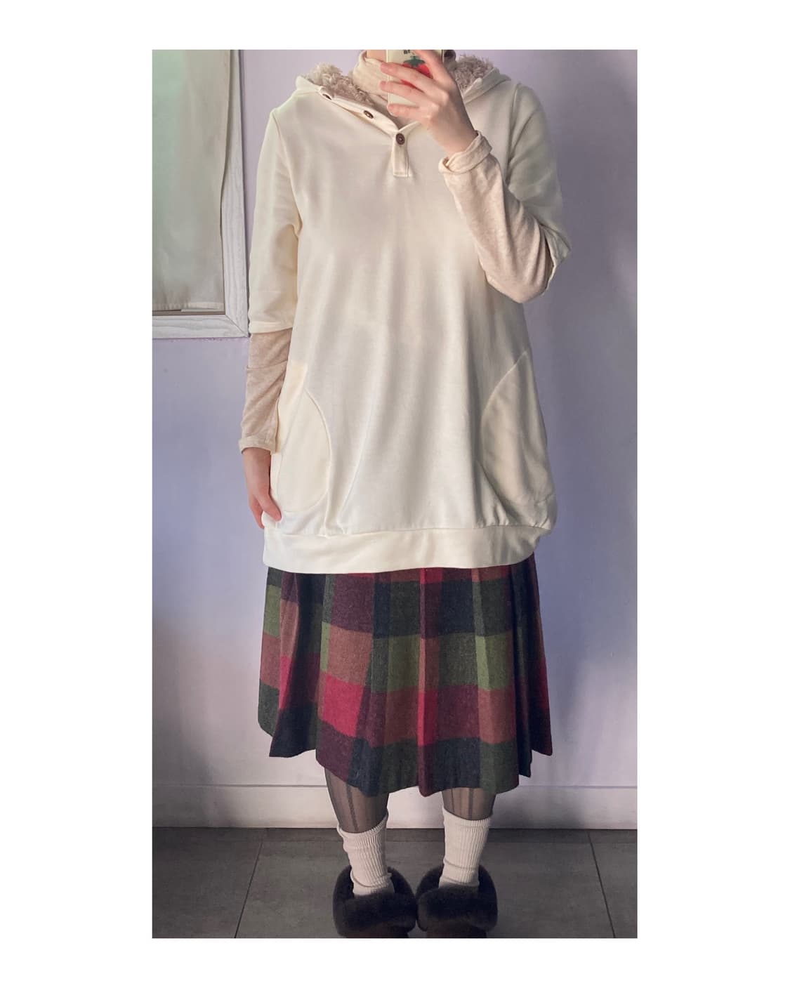 일본빈티지 울 체크 플리프스커트 상품이미지4