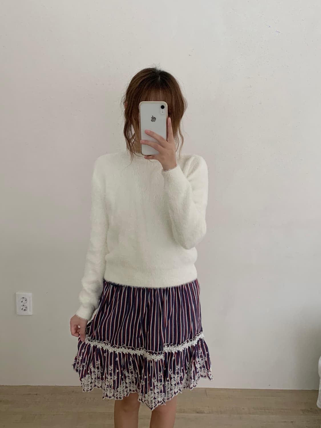 axes femme 엑시즈팜 큐빅 스트라이프 레이스 스커트 모리걸 상품이미지2