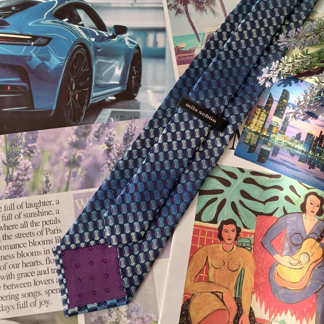 밀라숀 실크 블루 패턴 넥타이 8.8cm A+등급 A19245
 상품이미지4