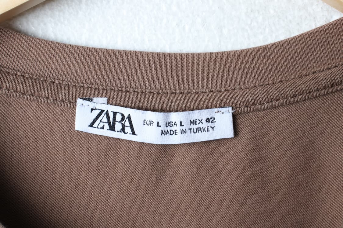 (L-XL) 자라 반팔 티셔츠 브라운 무지 기본-H31696 상품이미지5