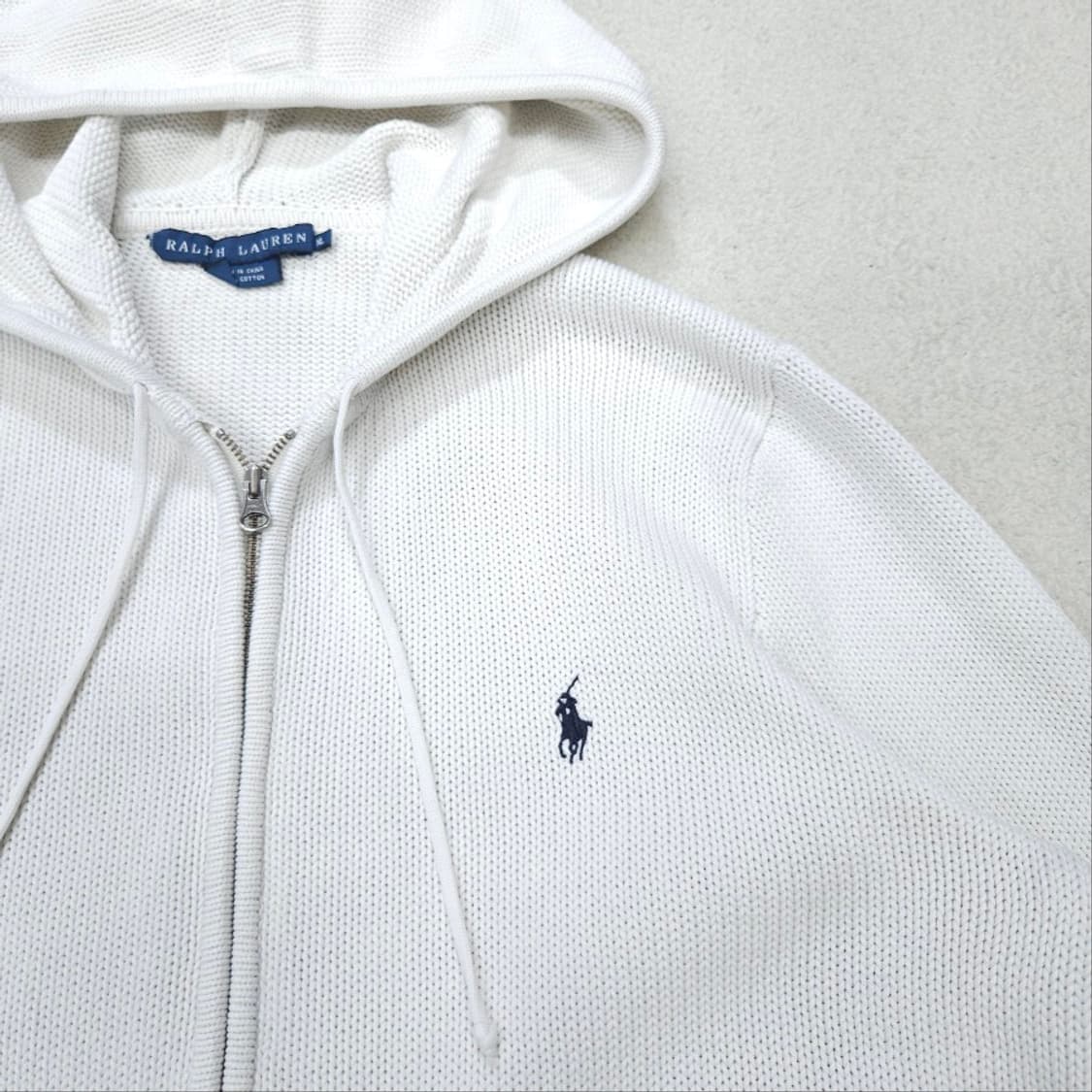 폴로 랄프 로렌 니트 후드 집업 XL 화이트 상품이미지3