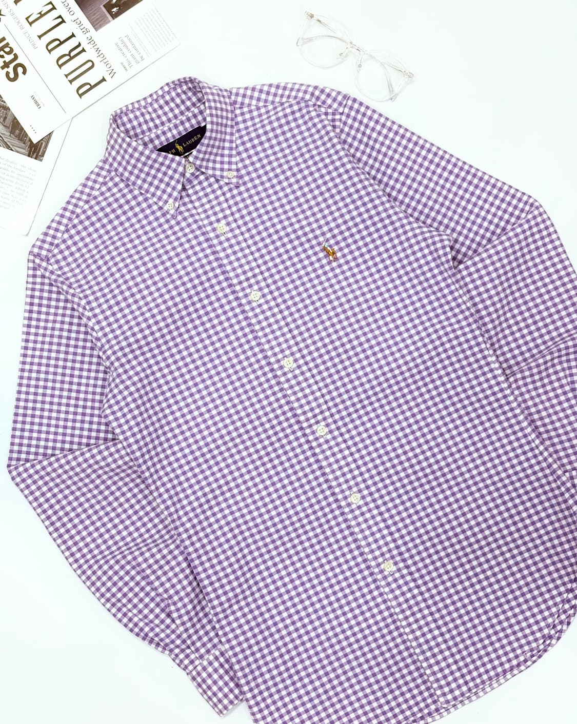 Polo 폴로랄프로렌 퍼플 깅엄 체크 셔츠 상품이미지1