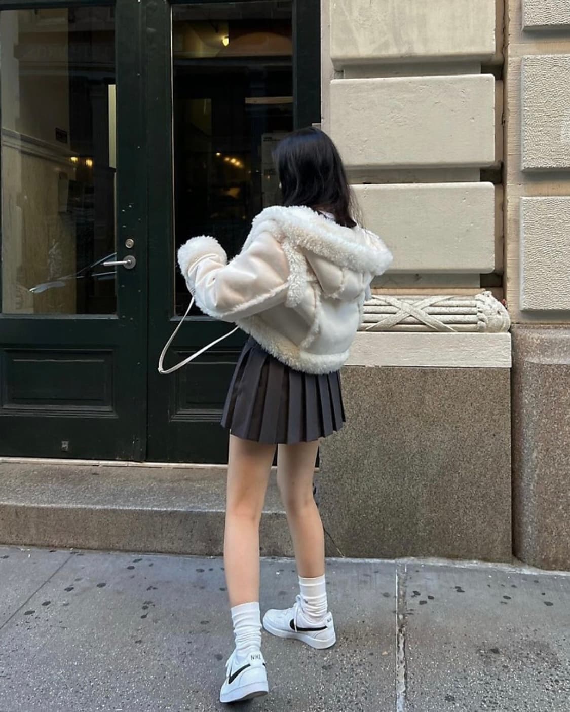 쓰리타임즈 - 베이비 후디 퍼 코트 아이보리 상품이미지3