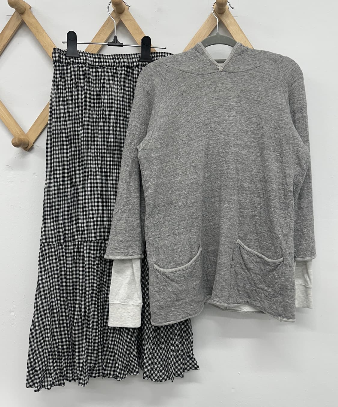 🐈‍⬛하구미의 네로 코디세트🐈‍⬛ 후드티 그런지 모리걸 체크 레이어드 상품이미지2