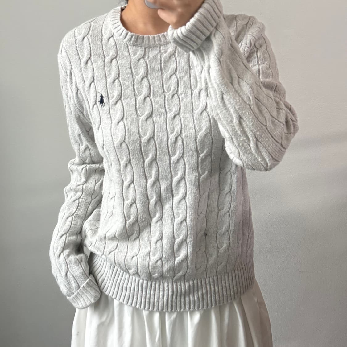 [M] 폴로 그레이 케이블 니트 상품이미지2