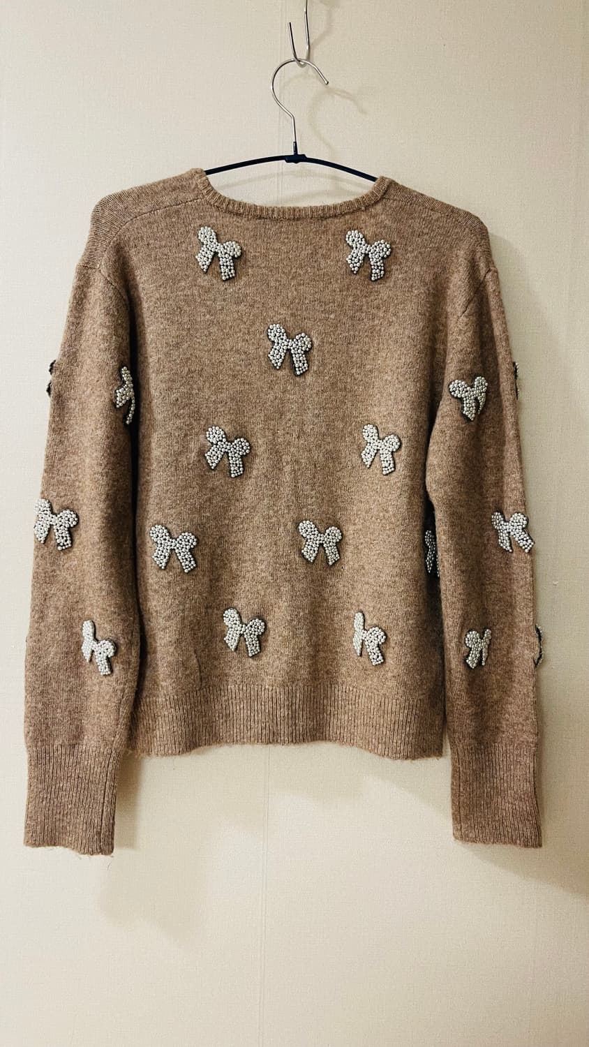 자라 진주 리본 오브제 브이넥 울 니트 정가 9만원대 상품이미지7