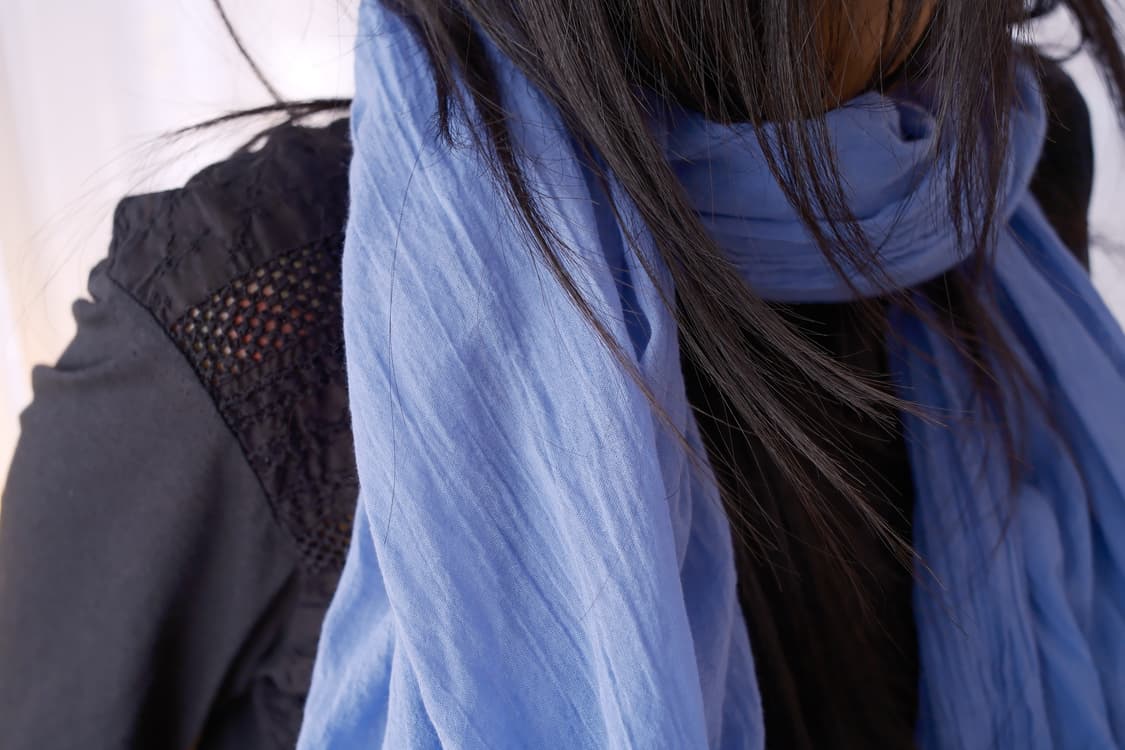 Pompom tassel blue scarf 상품이미지2