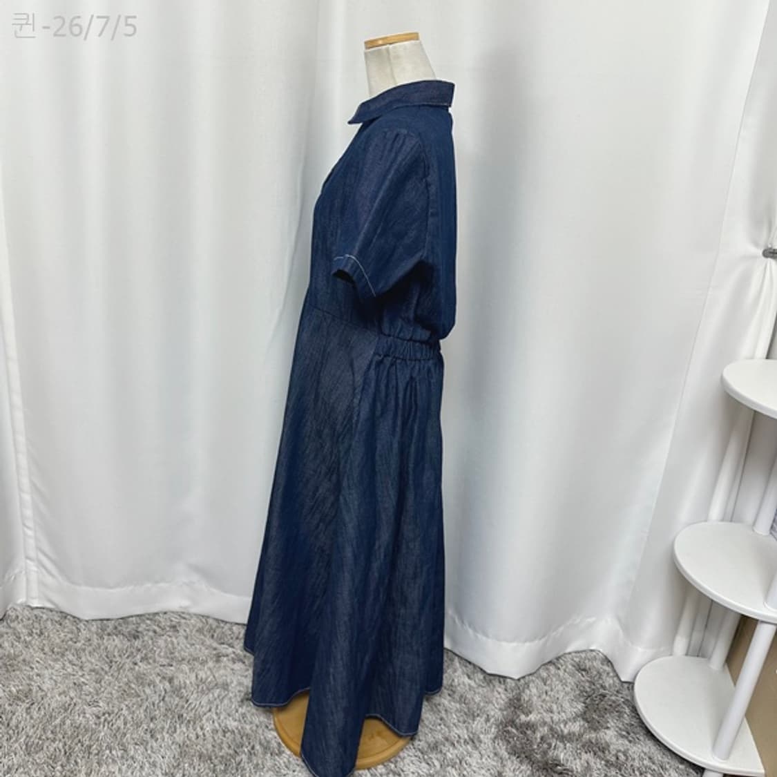 RAY 보세 여자 데님 반팔 허리밴딩 원피스 FREE 상품이미지3