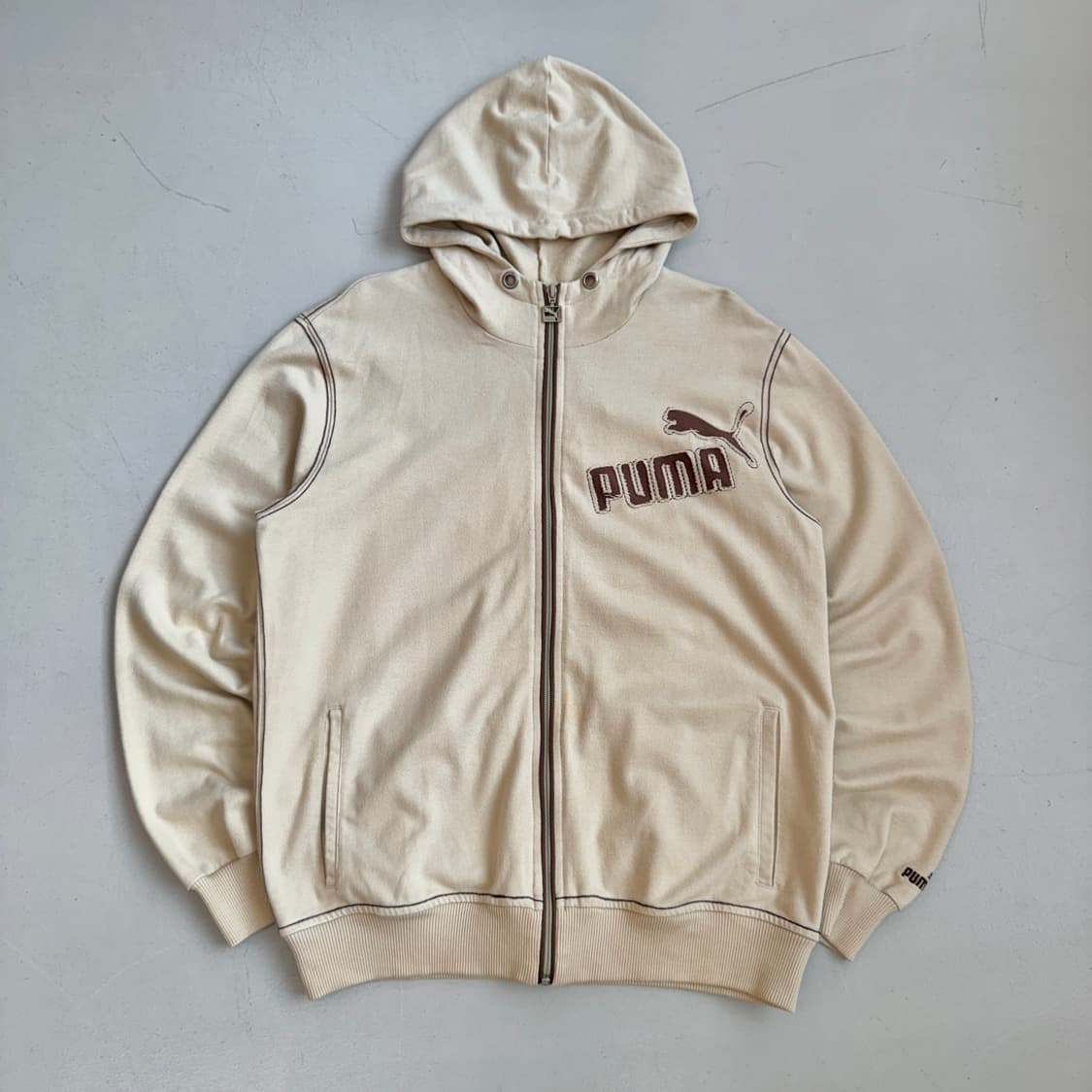 푸마 Y2K 브라운 아이보리 후드집업 상품이미지2