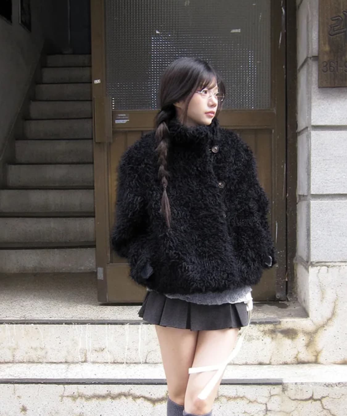 빈티지 하이넥 퍼자켓 상품이미지1