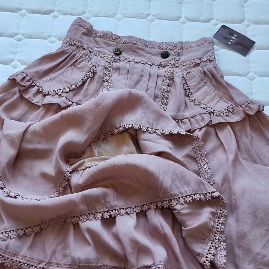 액시즈팜 레이스 프릴 핑크 스커트 상품이미지8