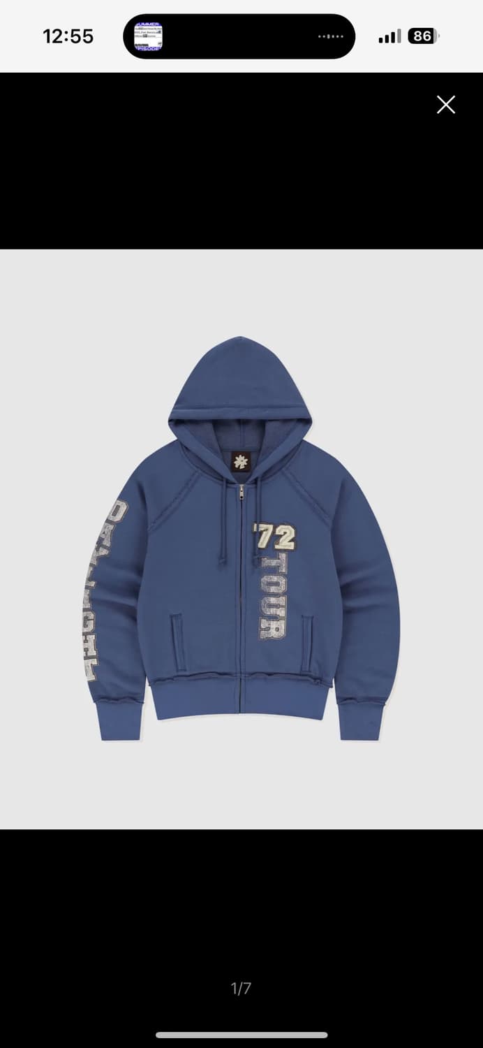 SUNLOVE W 72TOUR Zip Up Hoodie Blue 상품이미지1