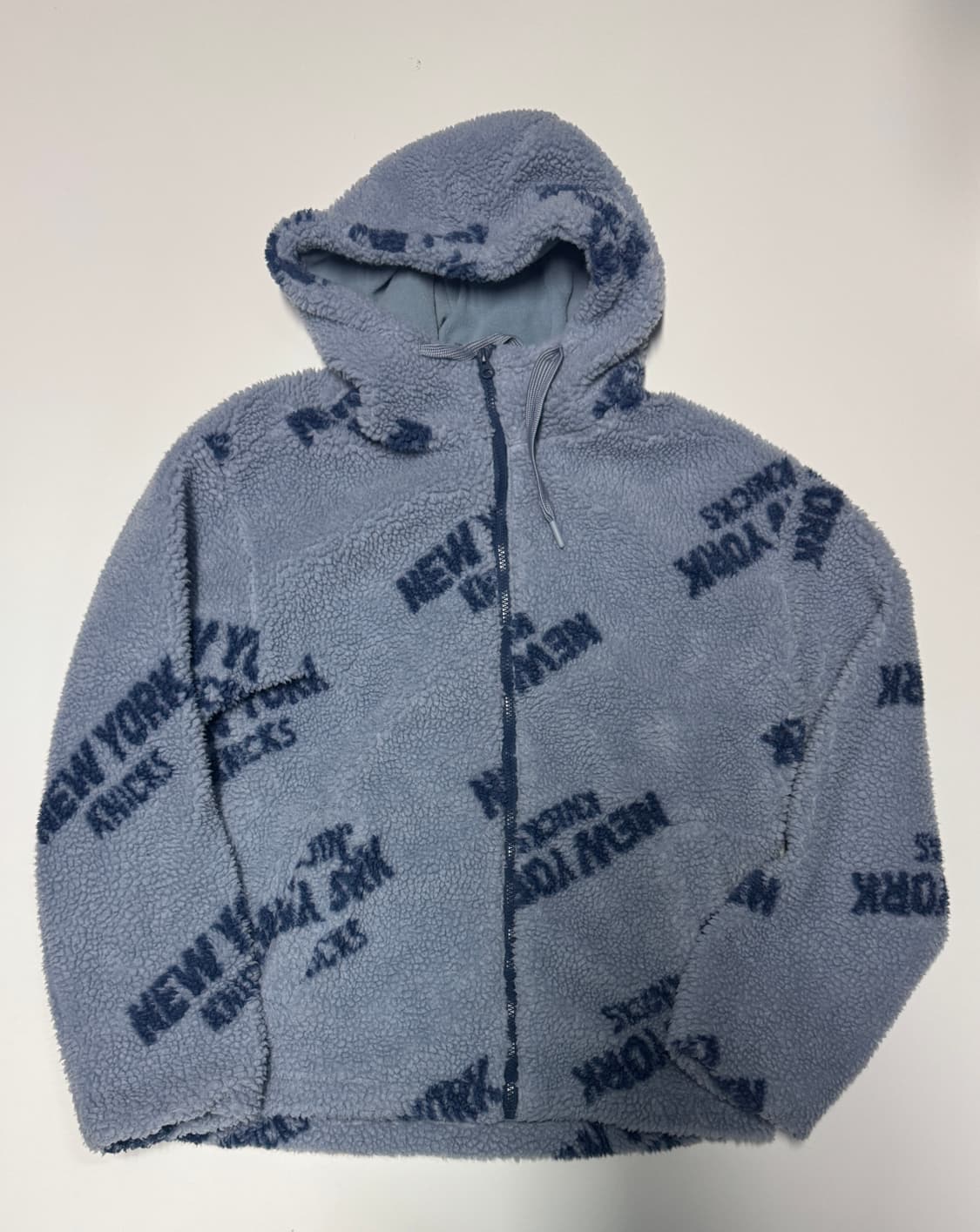 남녀공용 NBA 뉴욕닉스 패턴 후드 플리스 자켓 상품이미지1