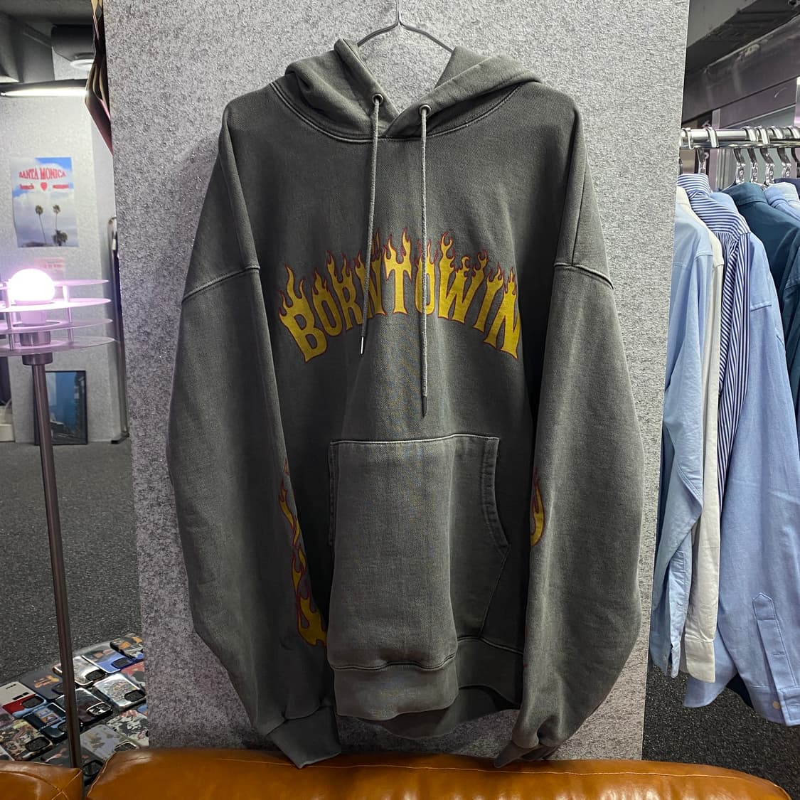 본투윈 플레임 빅로고 피그먼트 후드 티셔츠B3027 상품이미지2