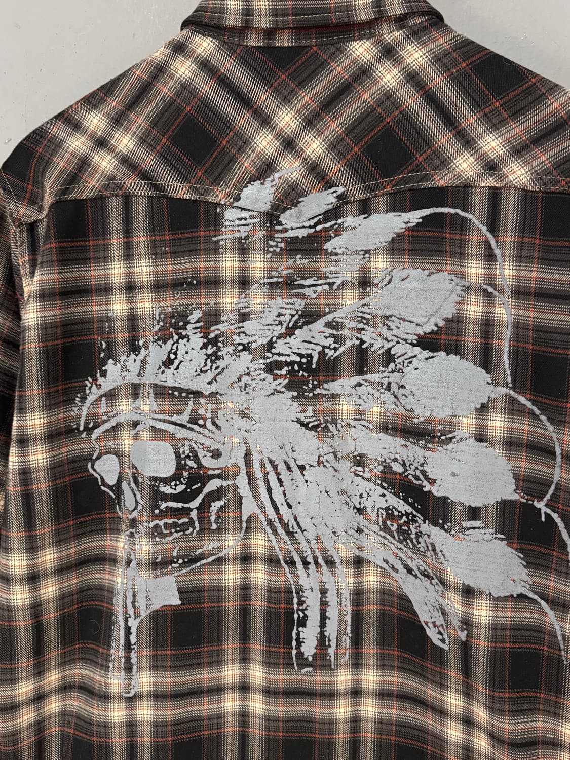 Acoustic 어쿠스틱 인디언스컬 체크 웨스턴셔츠  상품이미지2