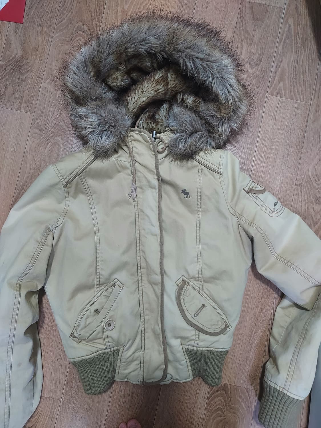 아베크롬비 퍼 후드 점퍼 집업 울프죠 상품이미지1