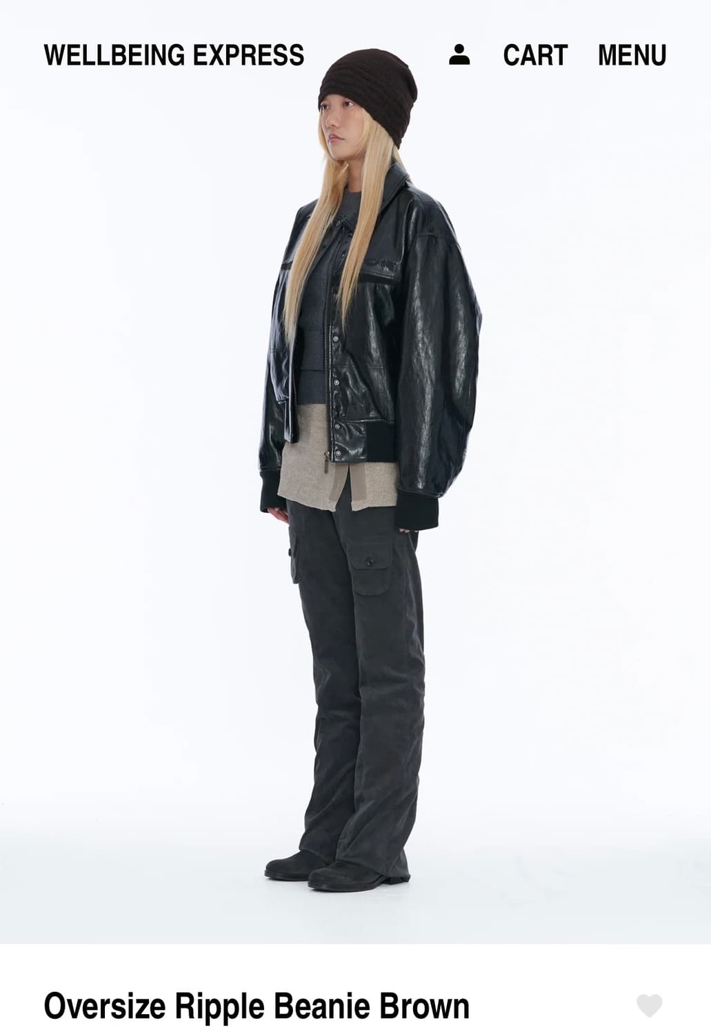 Oversize Ripple Beanie Brown 상품이미지2