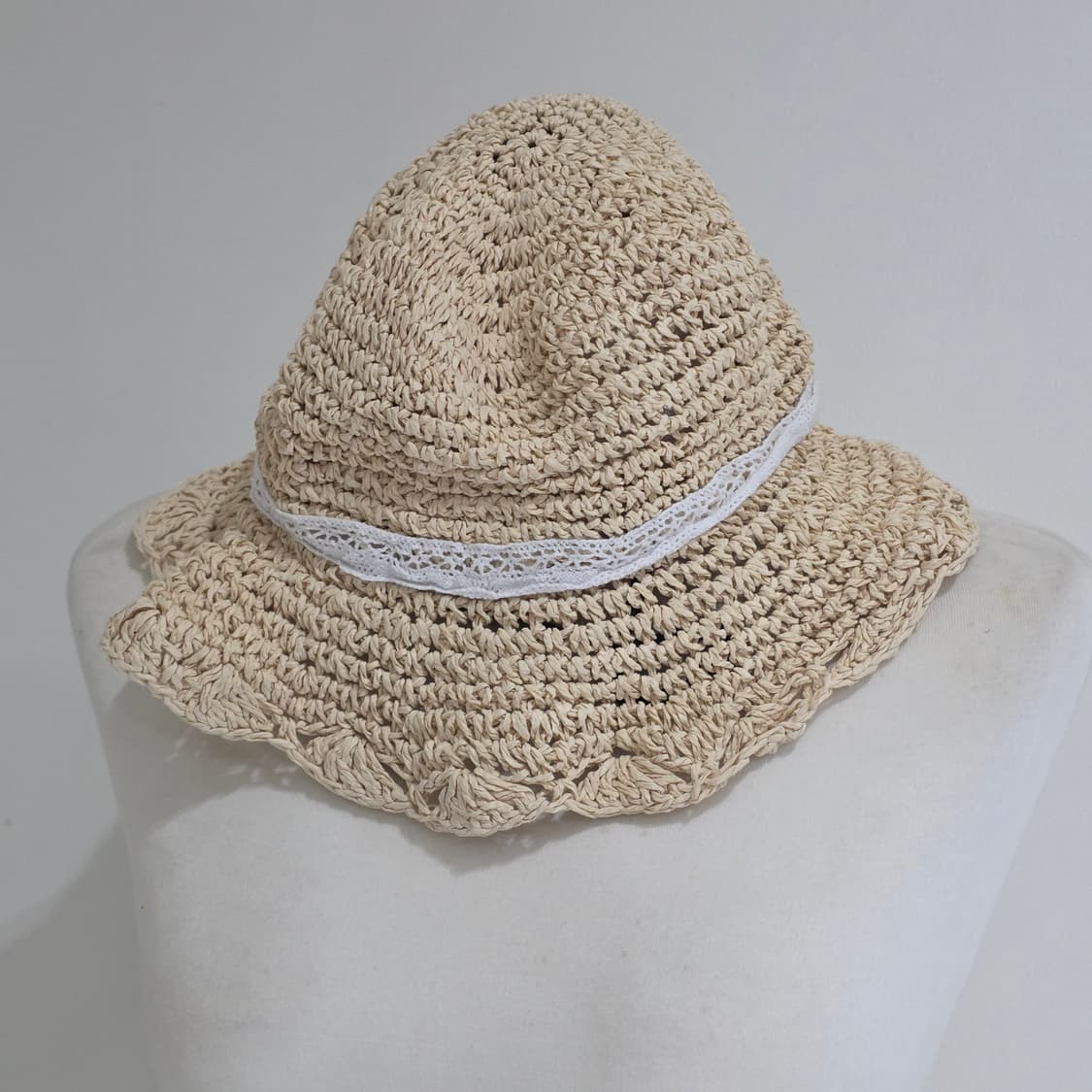 일본빈티지)하구미모리걸st 플라워 로맨틱 여름레이스라탄여행밀집모자 상품이미지2