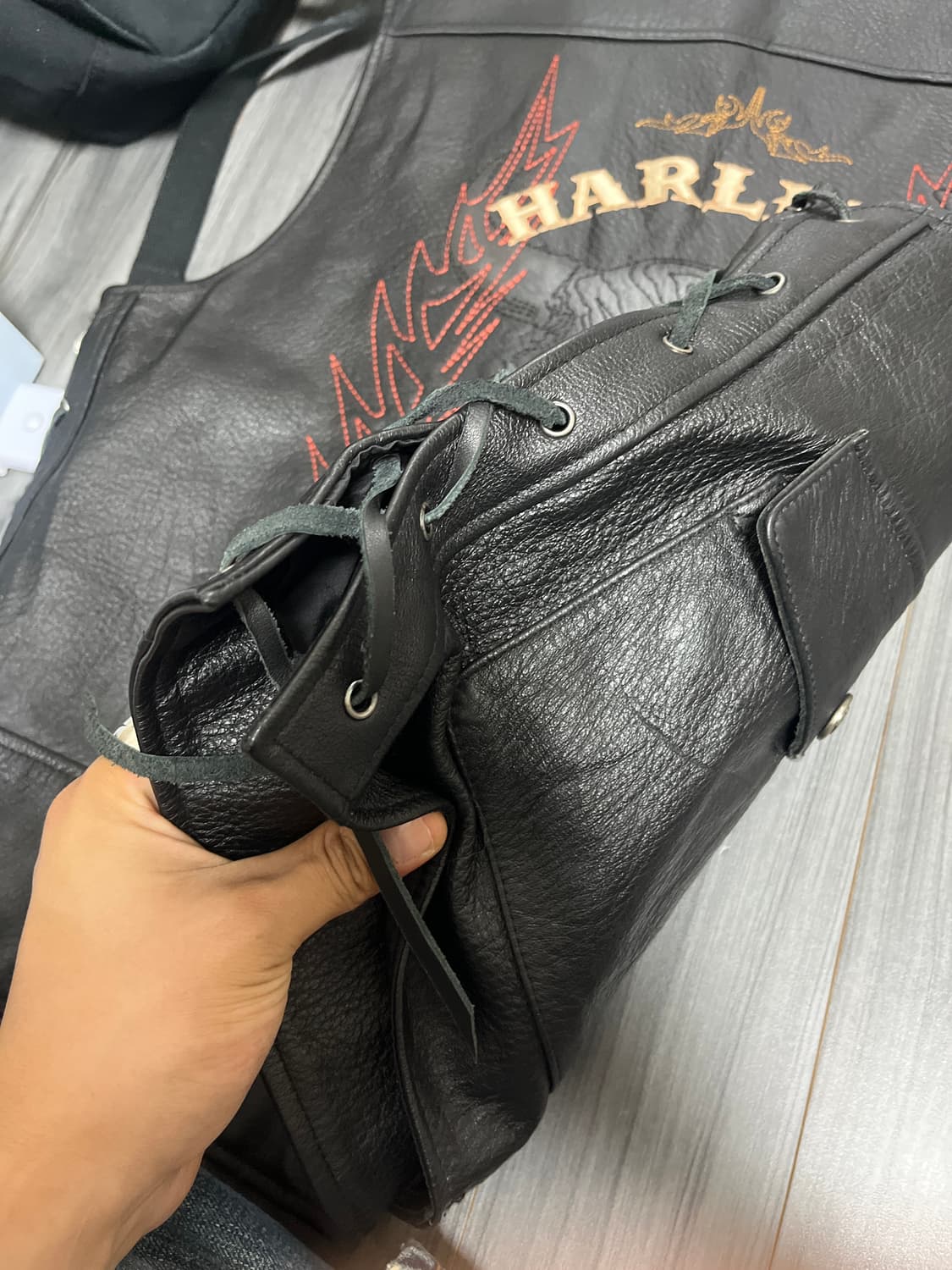 90's harley davidson leather vest 상품이미지7