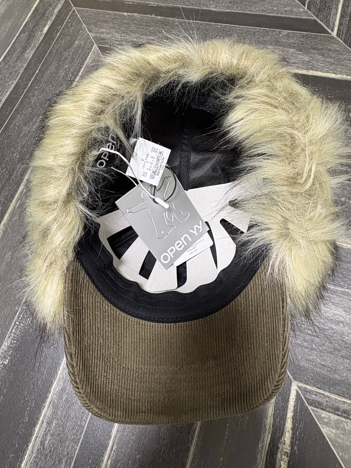 오픈와이와이 open yy 포우 퍼 코듀로이 이어플랩 캡 카키 상품이미지2