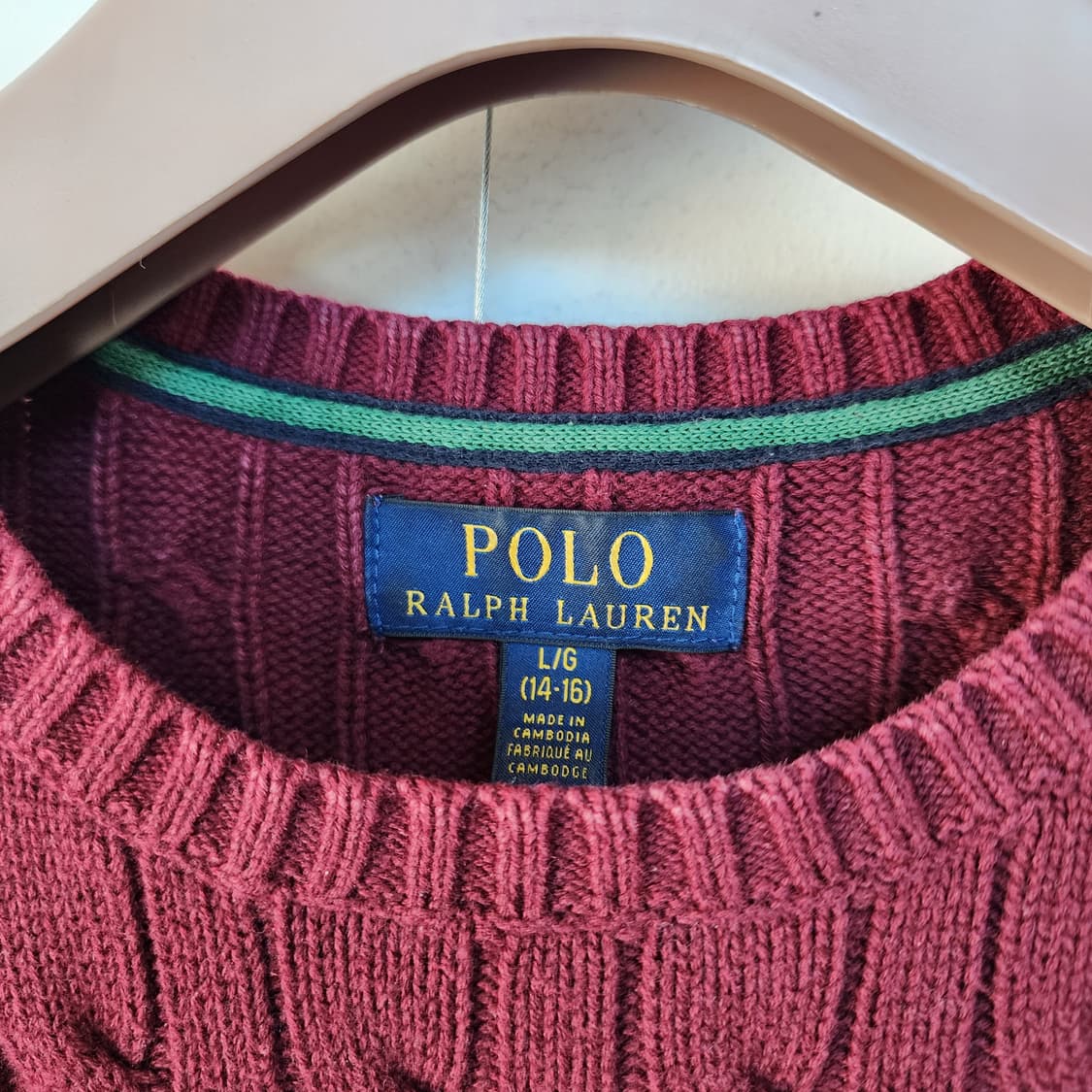 폴로 랄프로렌 케이블 니트 버건디 상품이미지2